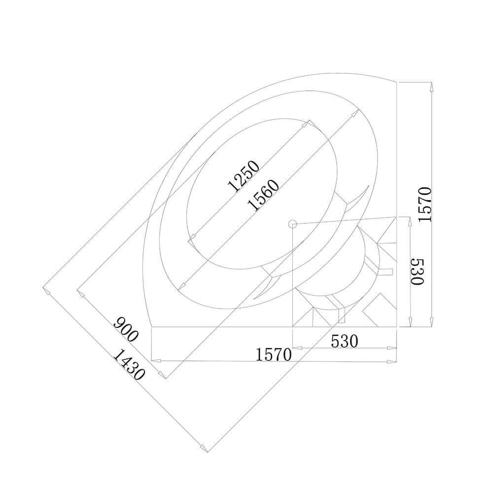 Whirlpool Badewanne mit Lichttherapie - 157 x 157 cm