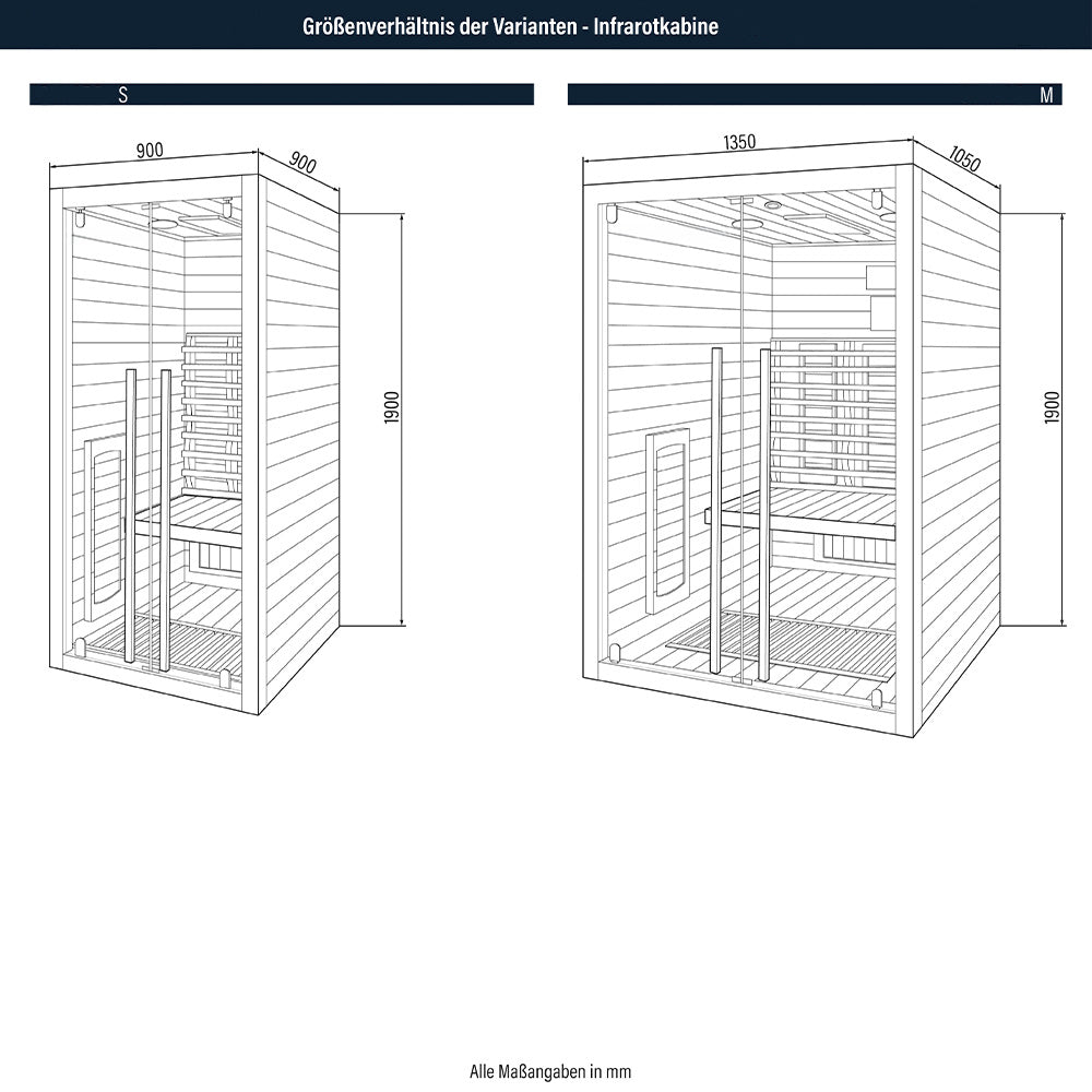 Infrarotkabine - 90 x 90 cm für 1 Person