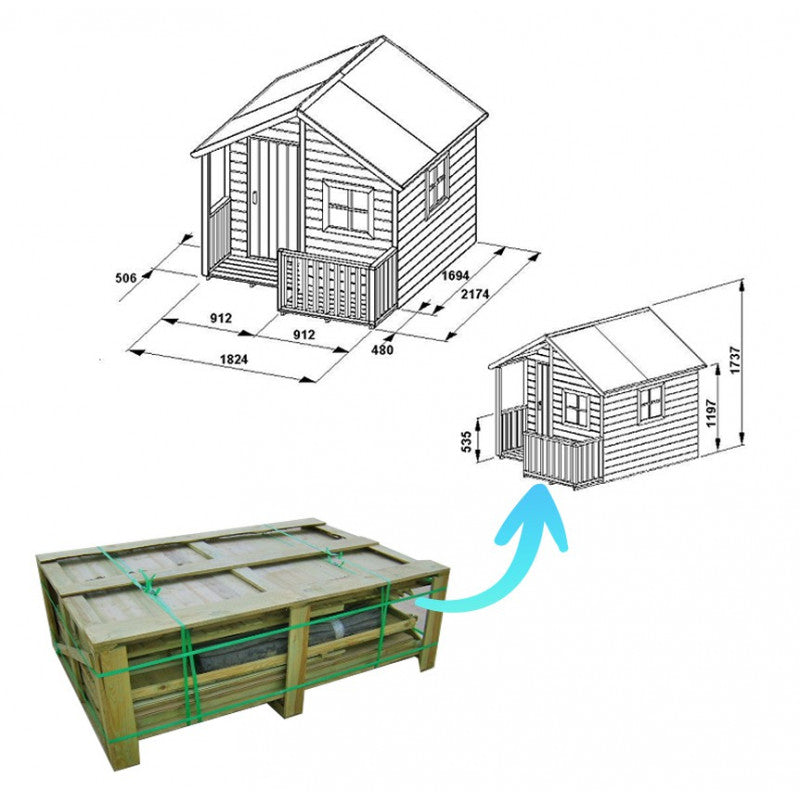 Spielhaus „Marlo“ aus Holz – ebenerdig, imprägniert, TÜV-geprüft, ab 1 Jahr
