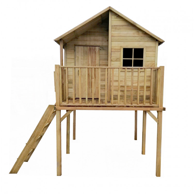 Spielhaus „Nino“ aus Holz – Gartenhaus für Kinder, imprägniert, TÜV-geprüft, mit Leiter und Boden