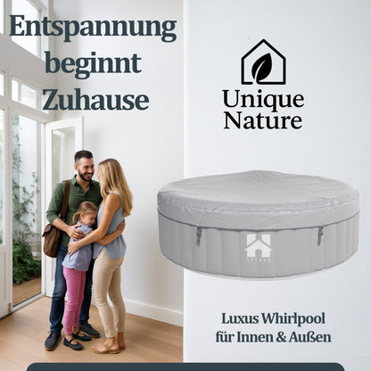 Outdoor Whirlpool inkl. Kissen, Getränkehalter und Sonnendach - Ø208 cm 6 Personen Grau