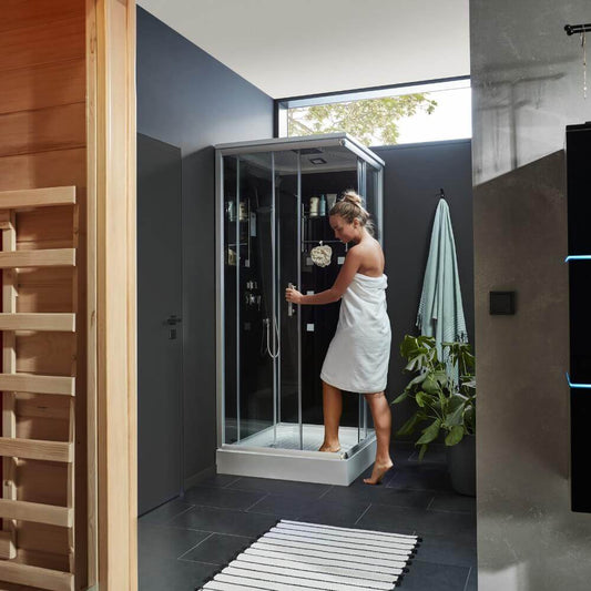 Duschkabine mit LED-Beleuchtung - 90 x 80 cm