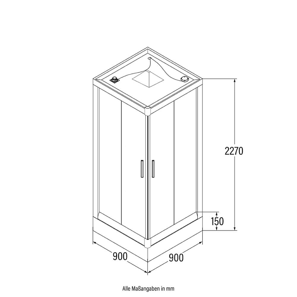 Duschkabine mit LED-Beleuchtung - 90 x 90 cm