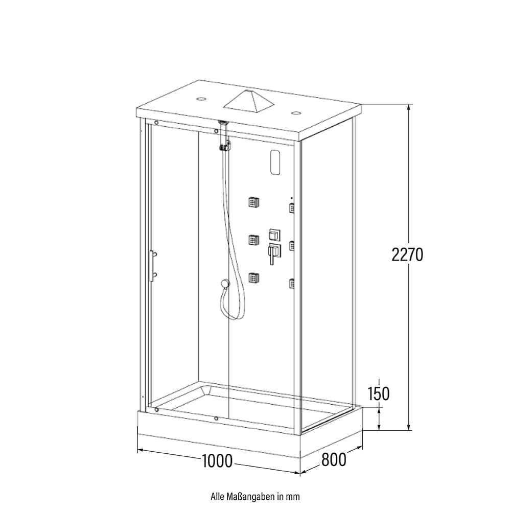 Duschkabine mit LED-Beleuchtung - 100 x 80 cm