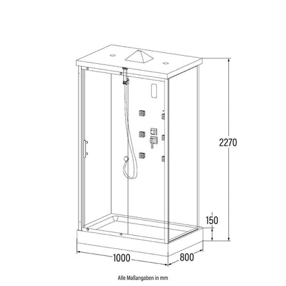 Duschkabine mit LED-Beleuchtung - 100 x 80 cm