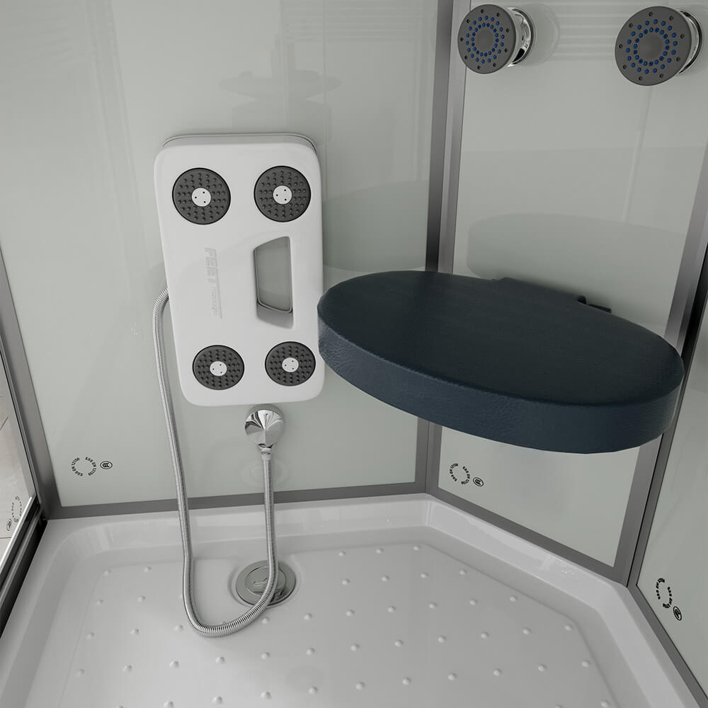 Duschkabine mit Wasserfall und Rückenmassage - 120 x 80 cm Rechts