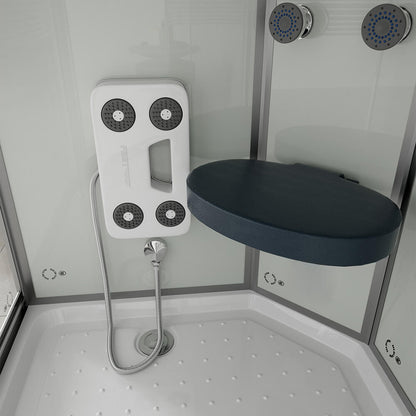 Duschkabine mit Wasserfall und Rückenmassage - 120 x 80 cm Rechts