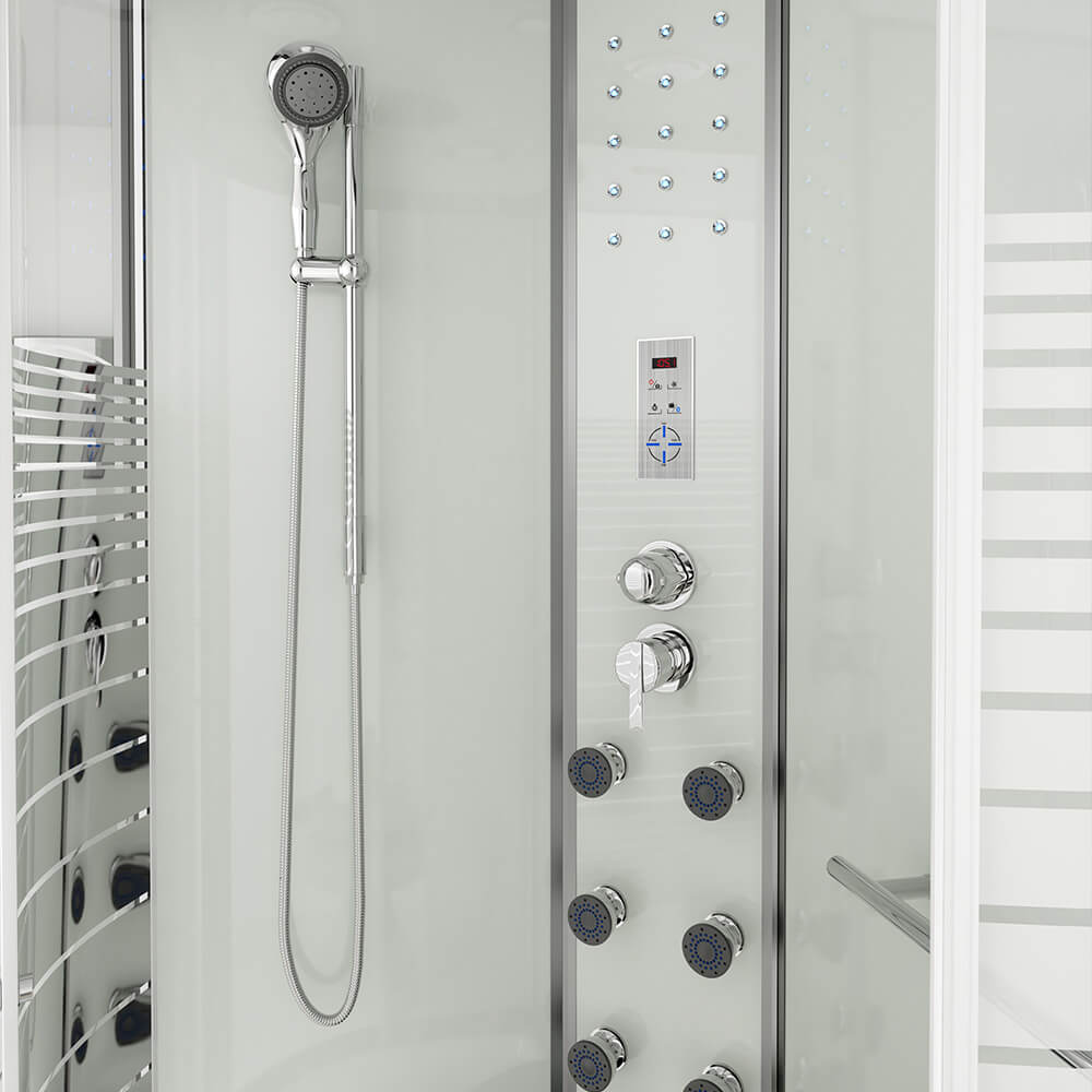 Duschkabine mit Wasserfall und Rückenmassage - 120 x 80 cm Rechts