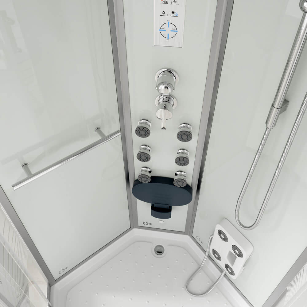 Duschkabine mit Wasserfall und Rückenmassage - 90 x 90 cm