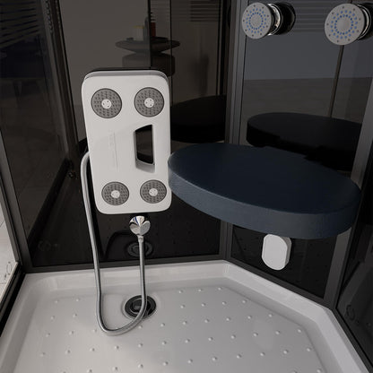 Dampfdusche mit Wasserfall und Dampfsauna - 120 x 80 cm Rechts