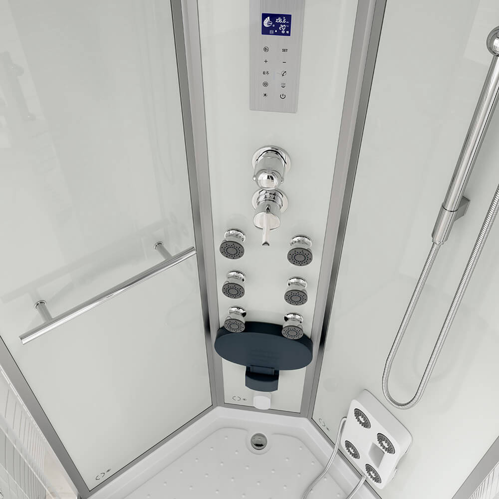 Dampfdusche mit Wasserfall und Dampfsauna - 100 x 100 cm