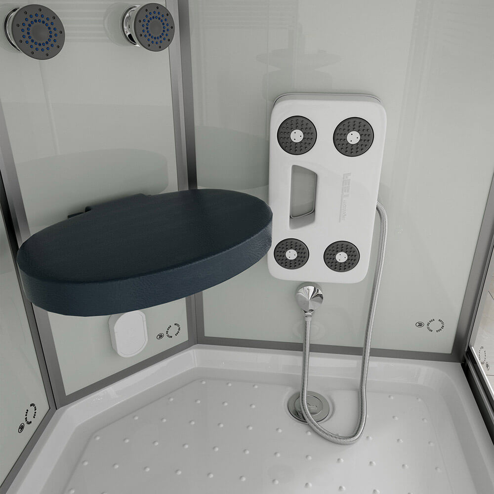 Dampfdusche mit Wasserfall und Dampfsauna - 120 x 80 cm Links