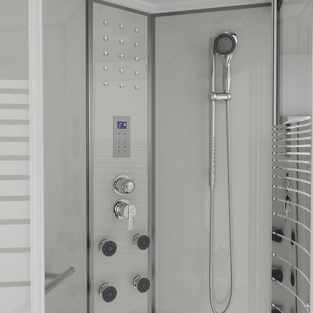 Dampfdusche mit Wasserfall und Dampfsauna - 120 x 80 cm Links