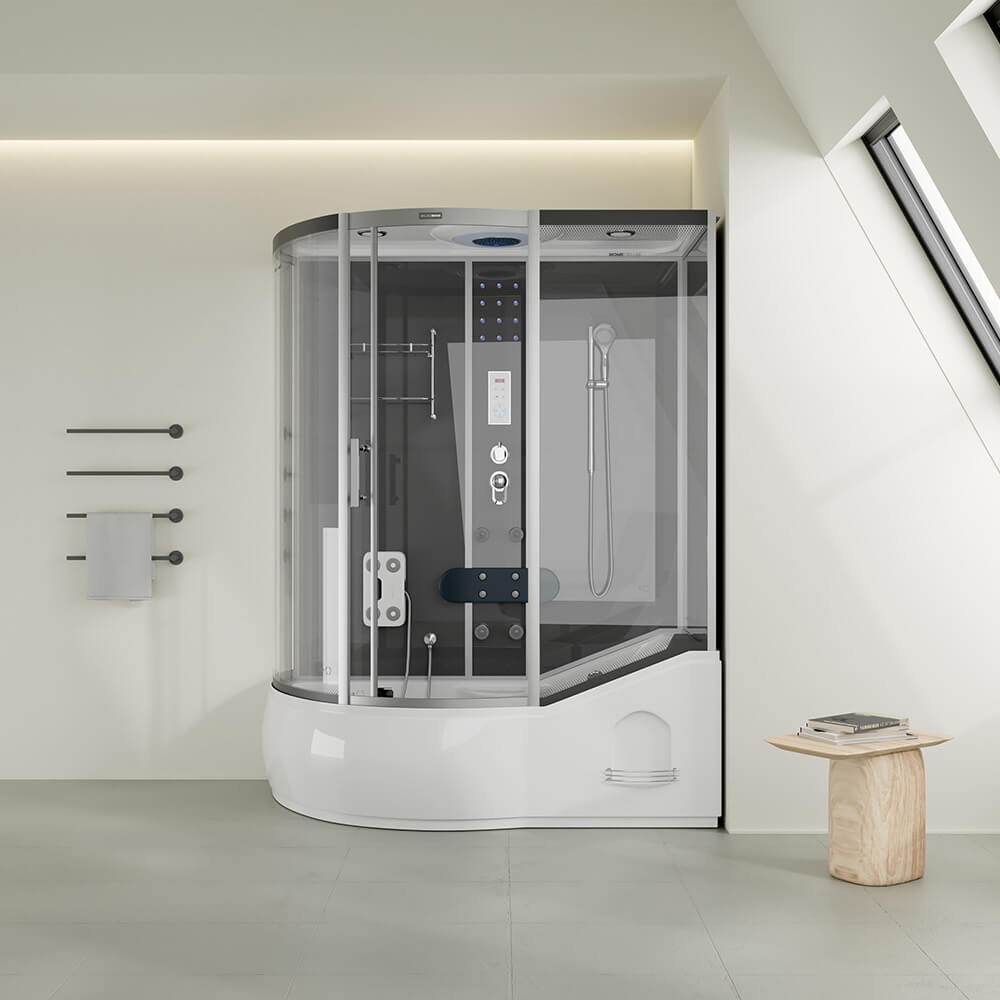 Duschkabine mit Badewanne - 170 x 90 Schwarz Links