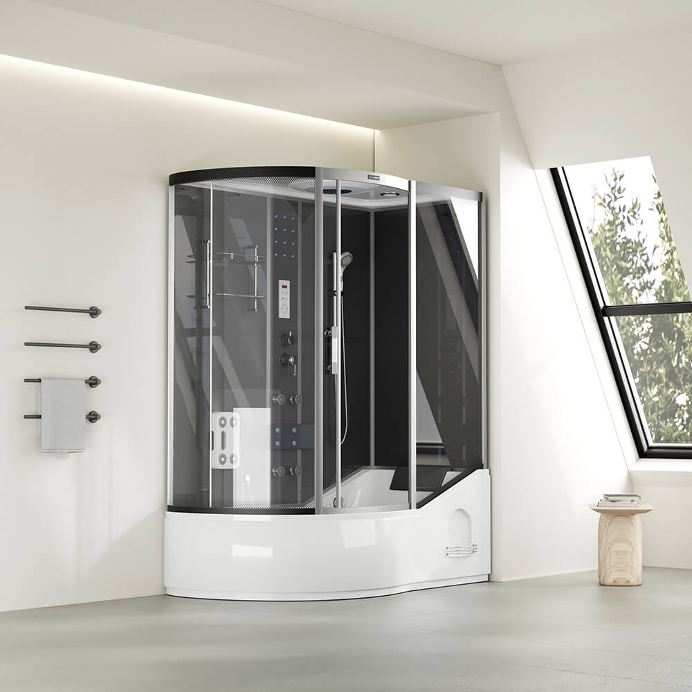 Duschkabine mit Badewanne - 170 x 90 Schwarz Links