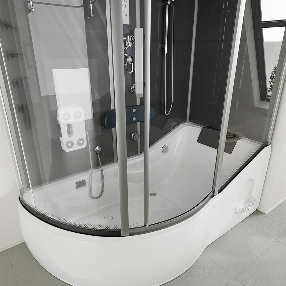 Duschkabine mit Badewanne - 170 x 90 Schwarz Links