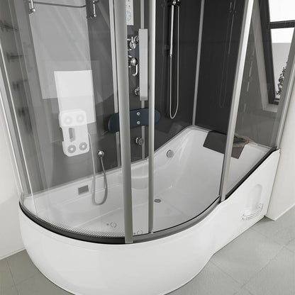 Duschkabine mit Badewanne - 170 x 90 Schwarz Links