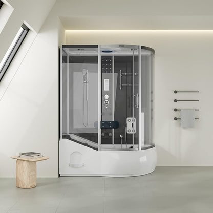 Duschkabine mit Badewanne - 170 x 90 Schwarz Rechts