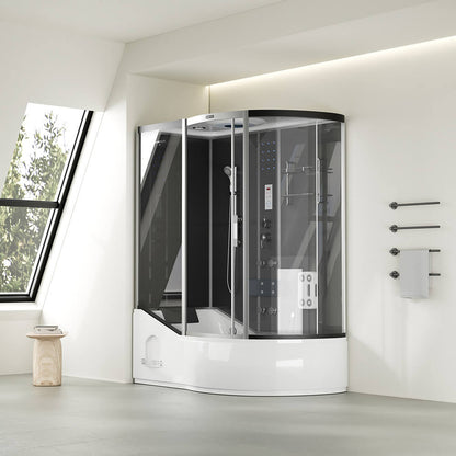 Duschkabine mit Badewanne - 170 x 90 Schwarz Rechts