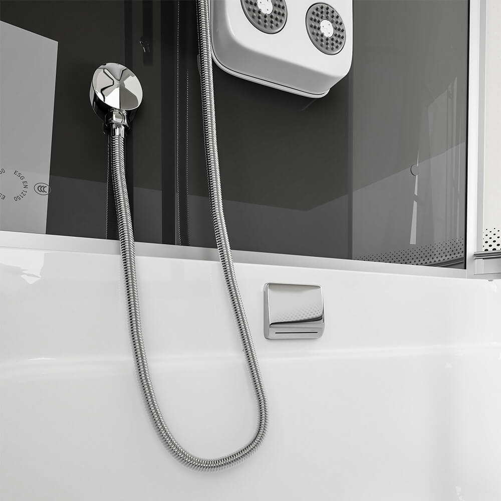 Duschkabine mit Badewanne - 170 x 90 Schwarz Rechts