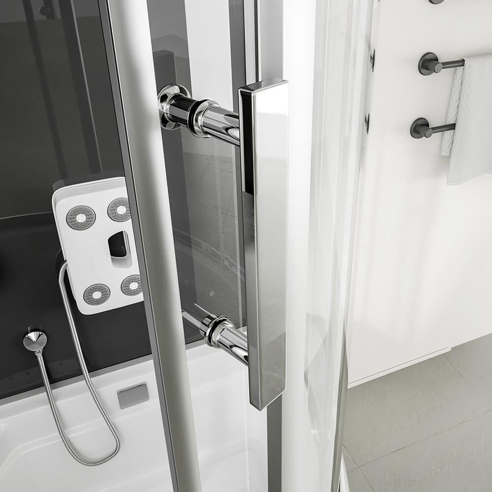 Duschkabine mit Badewanne - 170 x 90 Schwarz Rechts