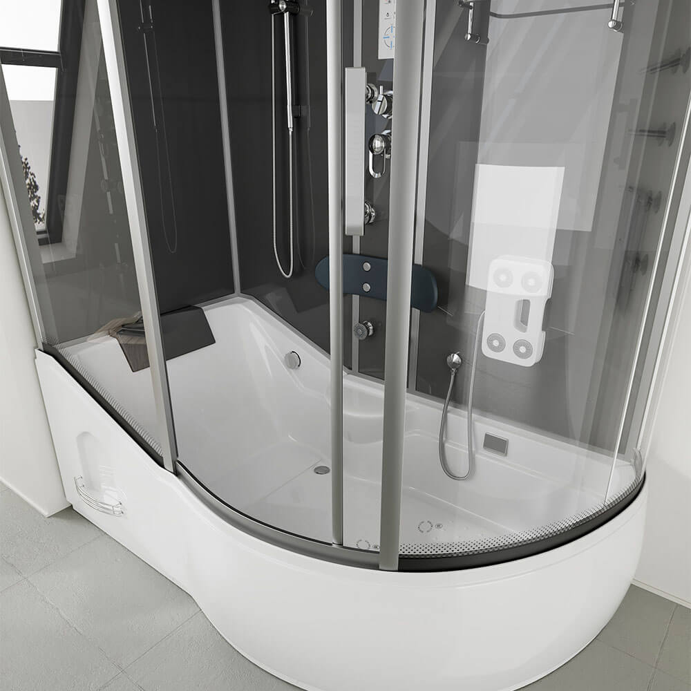 Duschkabine mit Badewanne - 170 x 90 Schwarz Rechts