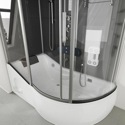 Duschkabine mit Badewanne - 170 x 90 Schwarz Rechts