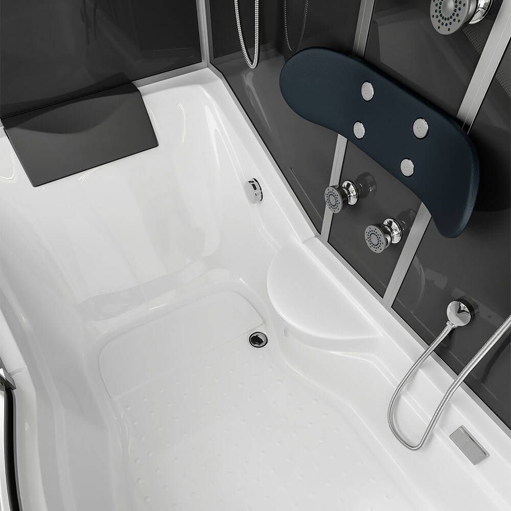 Duschkabine mit Badewanne - 170 x 90 Schwarz Rechts