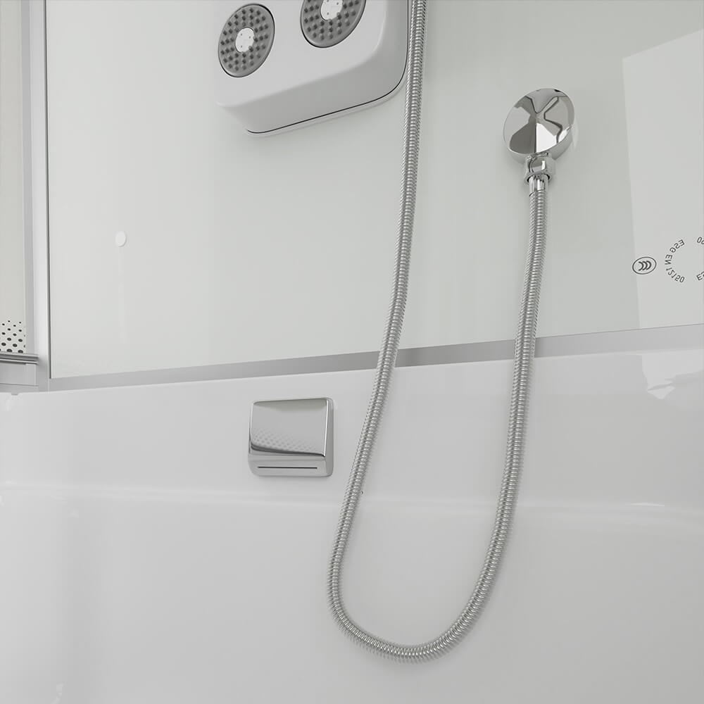 Duschkabine mit Badewanne - 170 x 90 Weiß Links