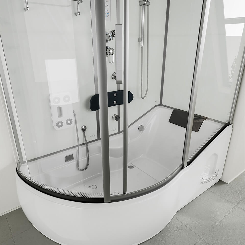 Duschkabine mit Badewanne - 170 x 90 Weiß Links