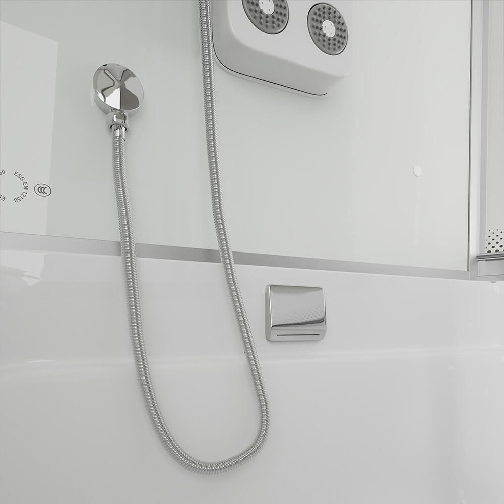 Duschkabine mit Badewanne - 170 x 90 Weiß Rechts