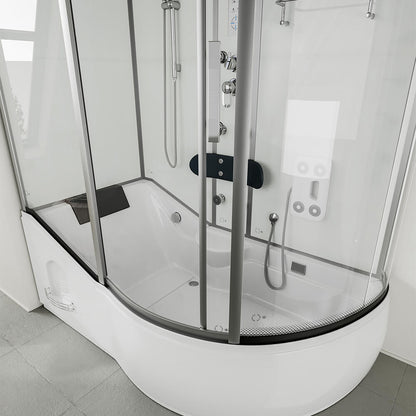 Duschkabine mit Badewanne - 170 x 90 Weiß Rechts