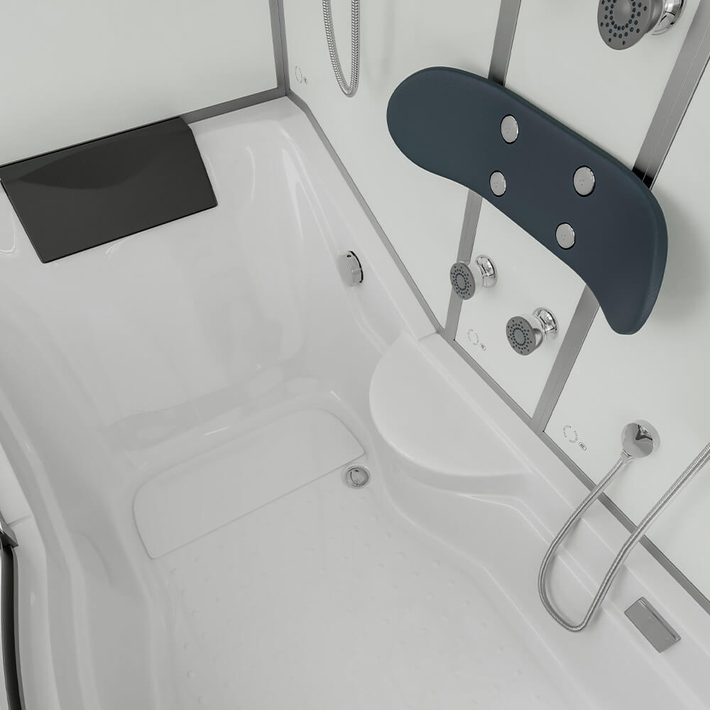 Duschkabine mit Badewanne - 170 x 90 Weiß Rechts