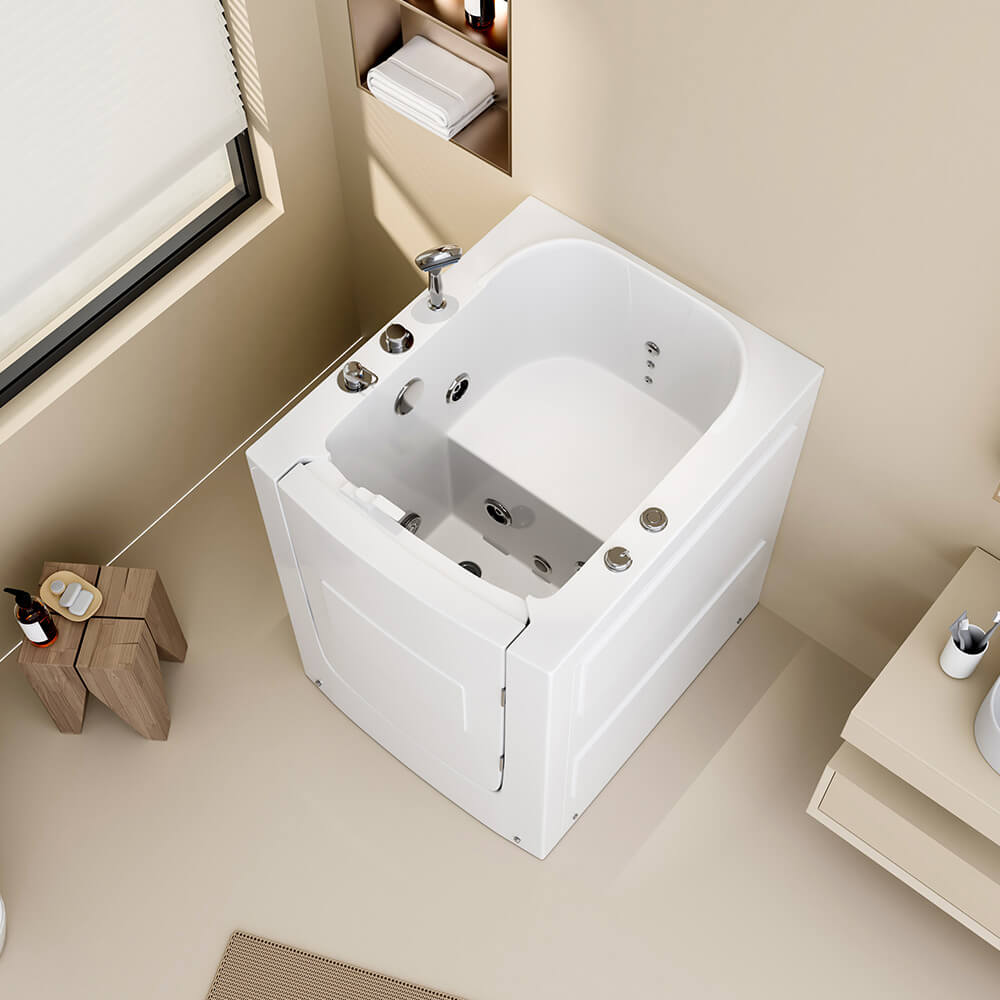 Seniorenbadewanne sitzend mit Whirlpoolfunktion - 85 x 95 cm Rechts