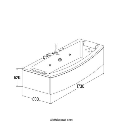 Whirlpool Badewanne 173 x 80 cm