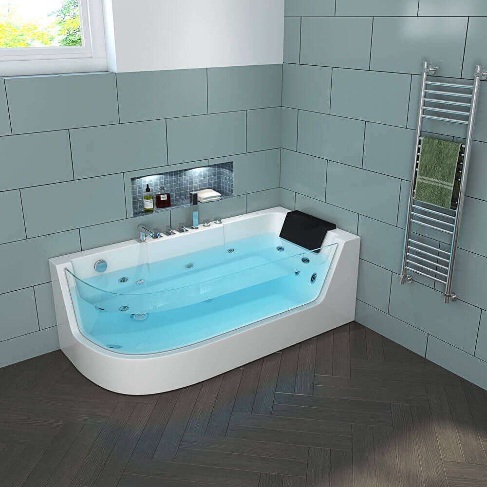 Whirlpool Badewanne mit Lichttherapie - 170 x 80 cm