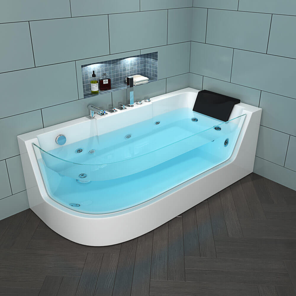 Whirlpool Badewanne mit Lichttherapie - 170 x 80 cm