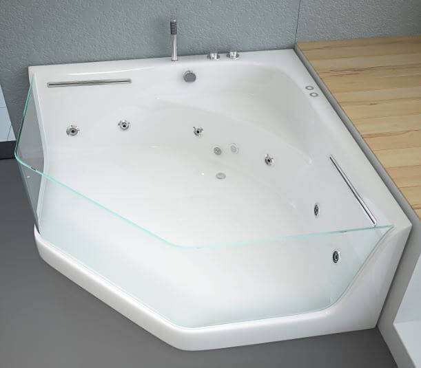 Whirlpool Badewanne mit Lichttherapie - 150 x 150 cm