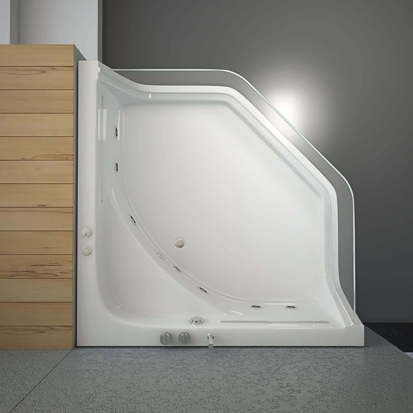 Whirlpool Badewanne mit Lichttherapie - 150 x 150 cm