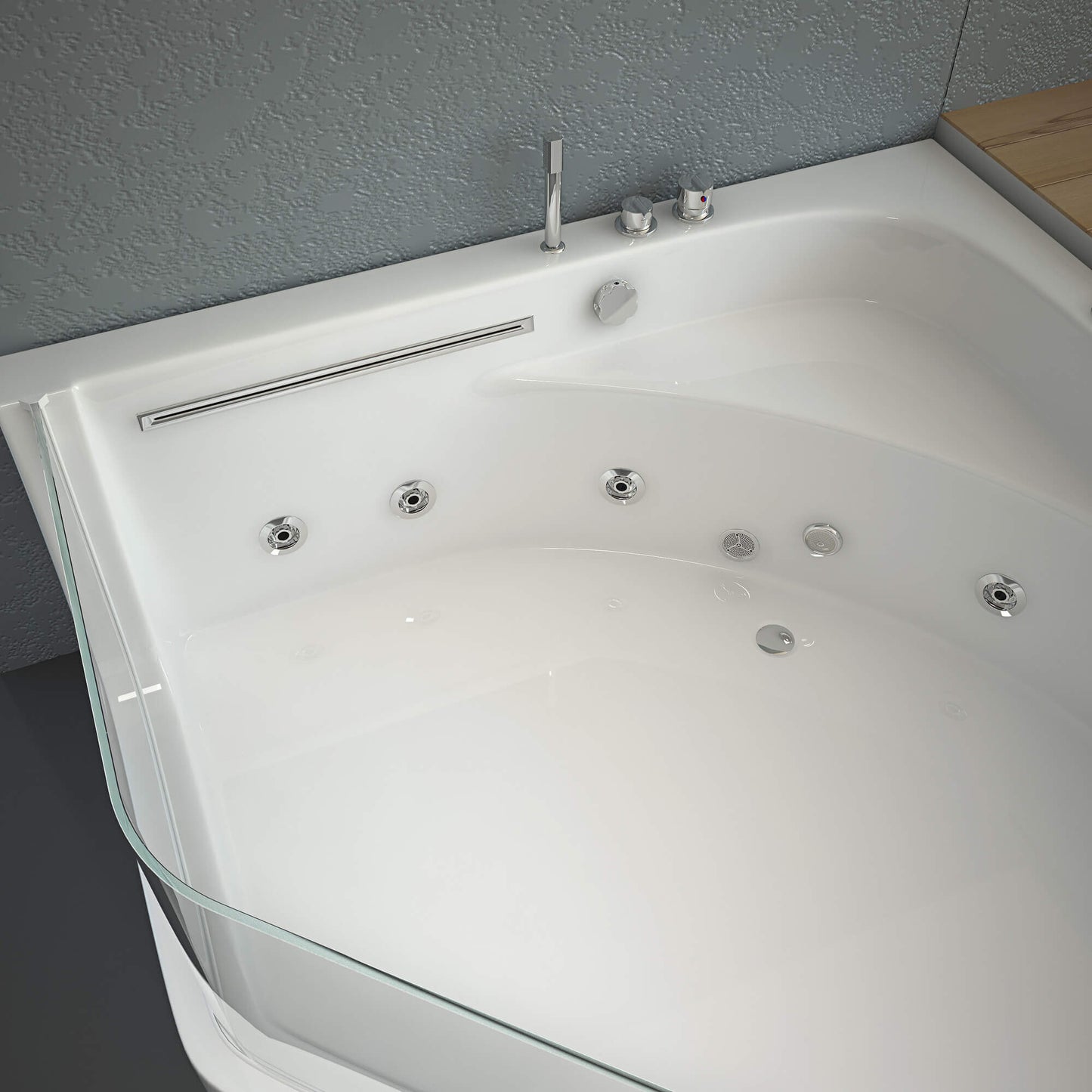 Whirlpool Badewanne mit Lichttherapie - 150 x 150 cm
