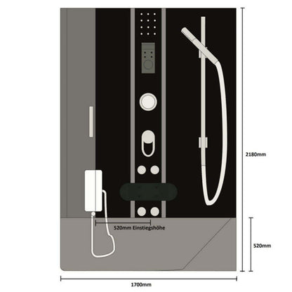 Duschkabine mit Badewanne - 170 x 90 Weiß Links