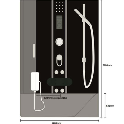Duschkabine mit Badewanne - 170 x 90 Weiß Rechts