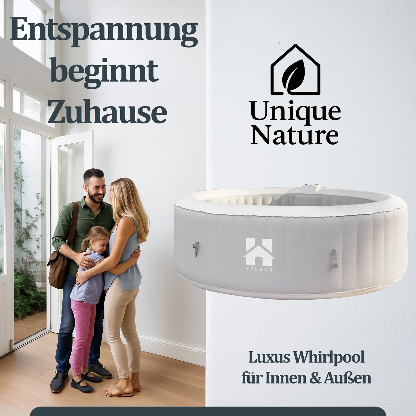 Outdoor Whirlpool inkl. Abdeckung - Ø208 cm 6 Personen Beton