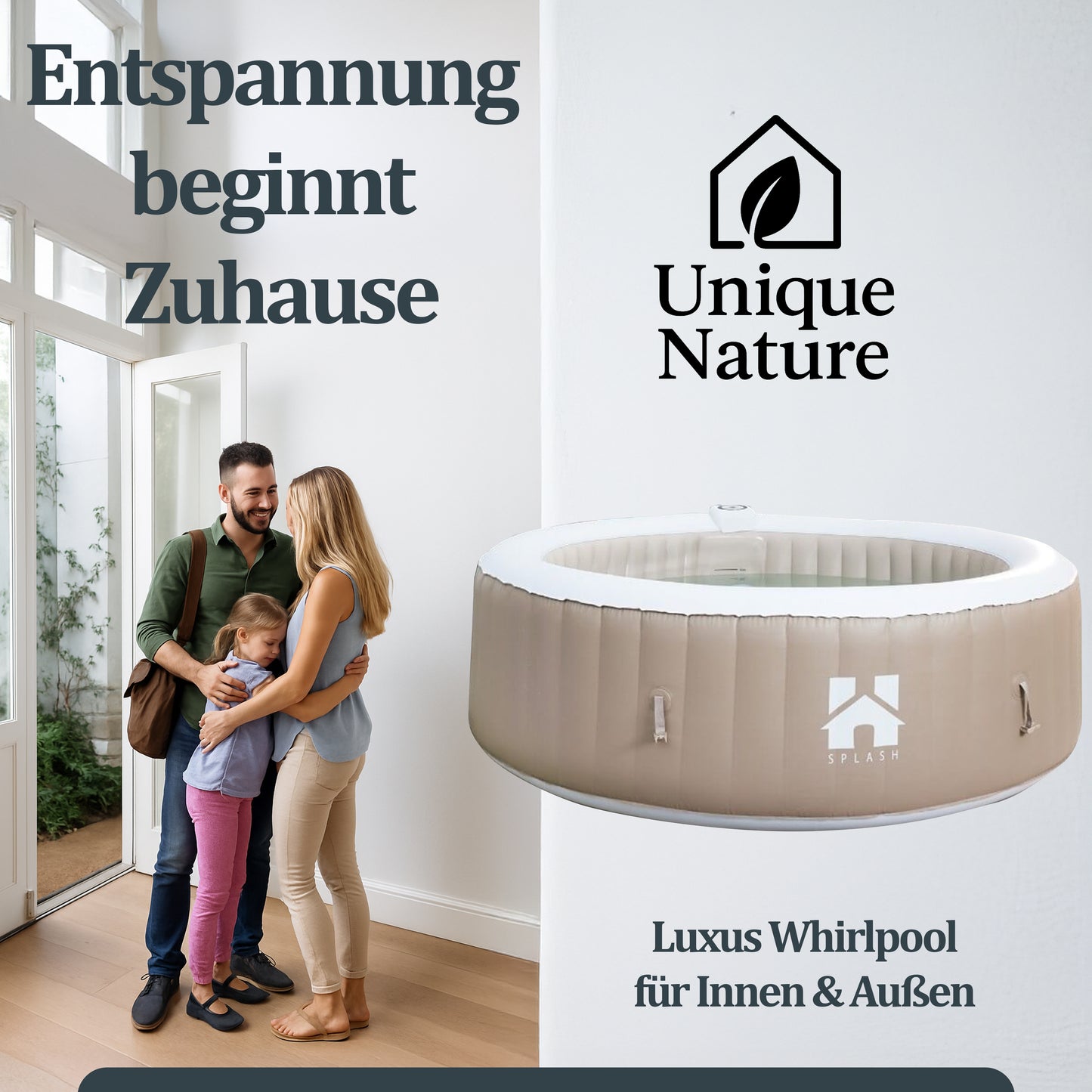 Outdoor Whirlpool inkl. Abdeckung - Ø208 cm 6 Personen Beton