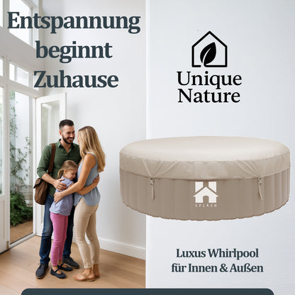 Outdoor Whirlpool inkl. Kissen, Getränkehalter und Sonnendach - Ø208 cm 6 Personen Grau