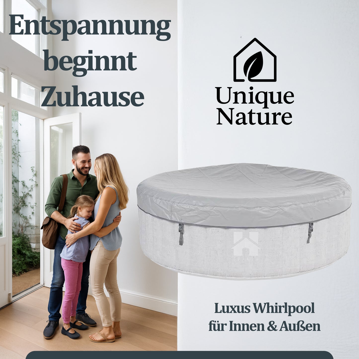 Outdoor Whirlpool inkl. Abdeckung - Ø208 cm 6 Personen Beton