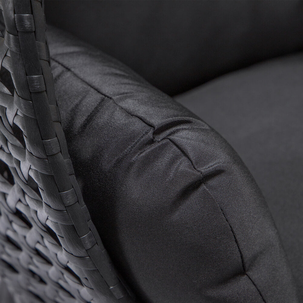 Polyrattan Hängesessel mit Regenabdeckung - Schwarz für 2 Personen