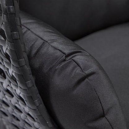 Polyrattan Hängesessel mit Regenabdeckung - Schwarz für 2 Personen