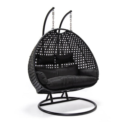 Polyrattan Hängesessel mit Regenabdeckung - Schwarz für 2 Personen