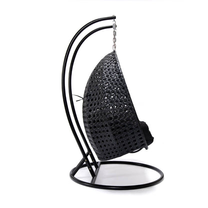 Polyrattan Hängesessel mit Regenabdeckung - Schwarz für 2 Personen